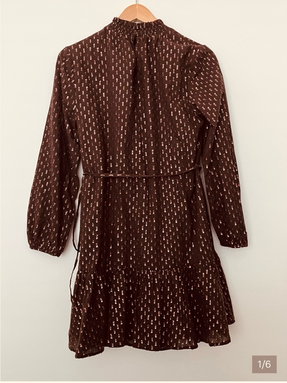 GAP  Brown Long Sleeve Mock neck Metallic Mini Dress